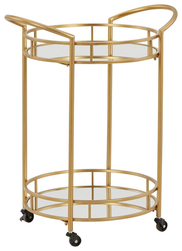 Ashley Furniture - Wynora - Gold - Bar Cart - 5th Avenue Furniture