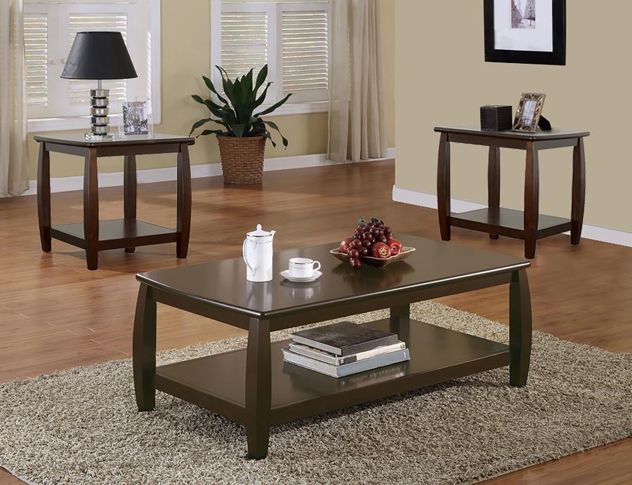 CoasterEssence - Dixon - 3 Piece Coffee Table Set - Espresso - 5th Avenue Furniture