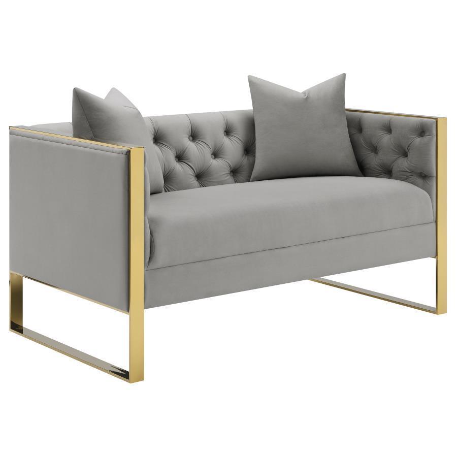 CoasterElevations - Eastbrook - Tufted Back Loveseat - Gray - 5th Avenue Furniture