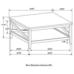 Coaster Fine Furniture - Maisy - Square Wooden Coffee Table With Shelf - Brown And White - 5th Avenue Furniture