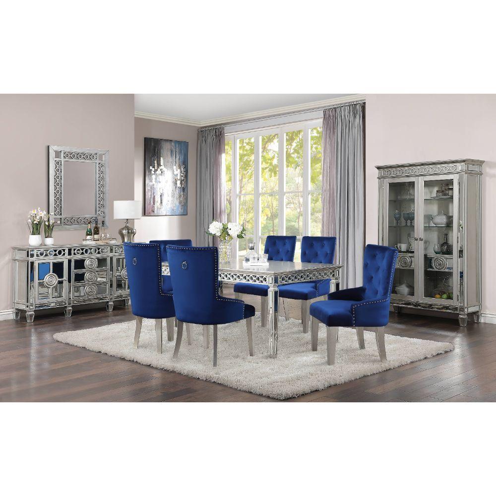 ACME - Varian - Dining Table - Mirrored & Antique Platinum - 30" - 5th Avenue Furniture