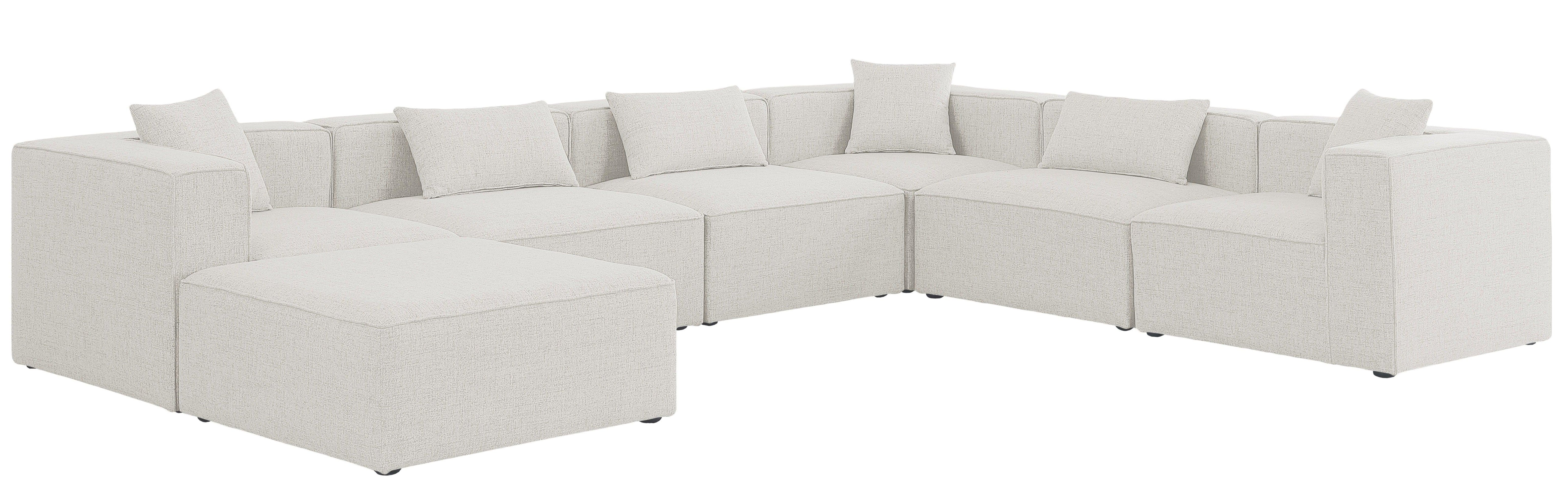 Meridian Furniture - Cube - Modular Sectional 7 Piece - Cream - Fabric - 5th Avenue Furniture