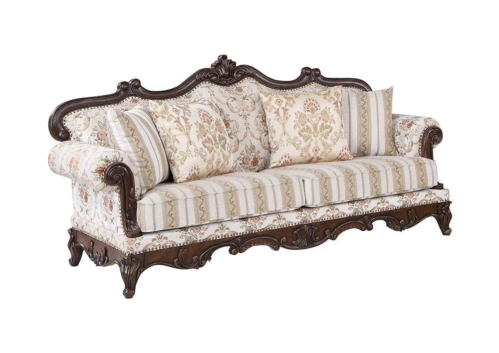 ACME - Nayla - Sofa - Pattern Fabric & Walnut Finish - 5th Avenue Furniture