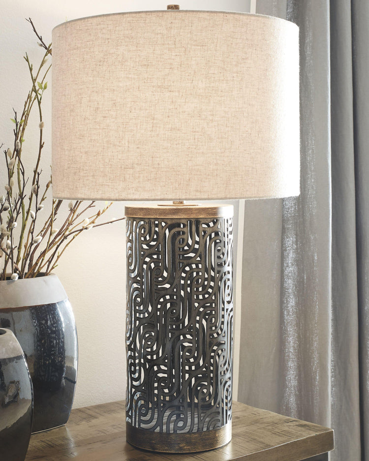 Ashley Furniture - Dayo - Gray / Gold Finish - Metal Table Lamp - 5th Avenue Furniture