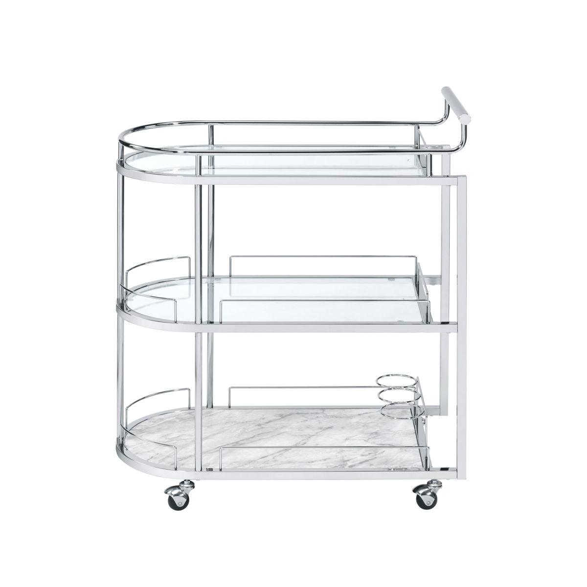 ACME - Inyo - Serving Cart - Clear Glass & Chrome Finish - 5th Avenue Furniture