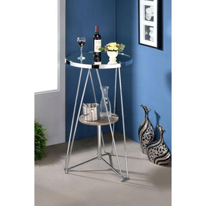 ACME - Jarvis - Bar Table - Mirror, Gray Oak & Chrome - 5th Avenue Furniture