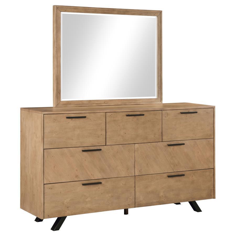 CoasterEssence - Taylor - 7-Drawer Rectangular Dresser With Mirror Light - Honey Brown - 5th Avenue Furniture