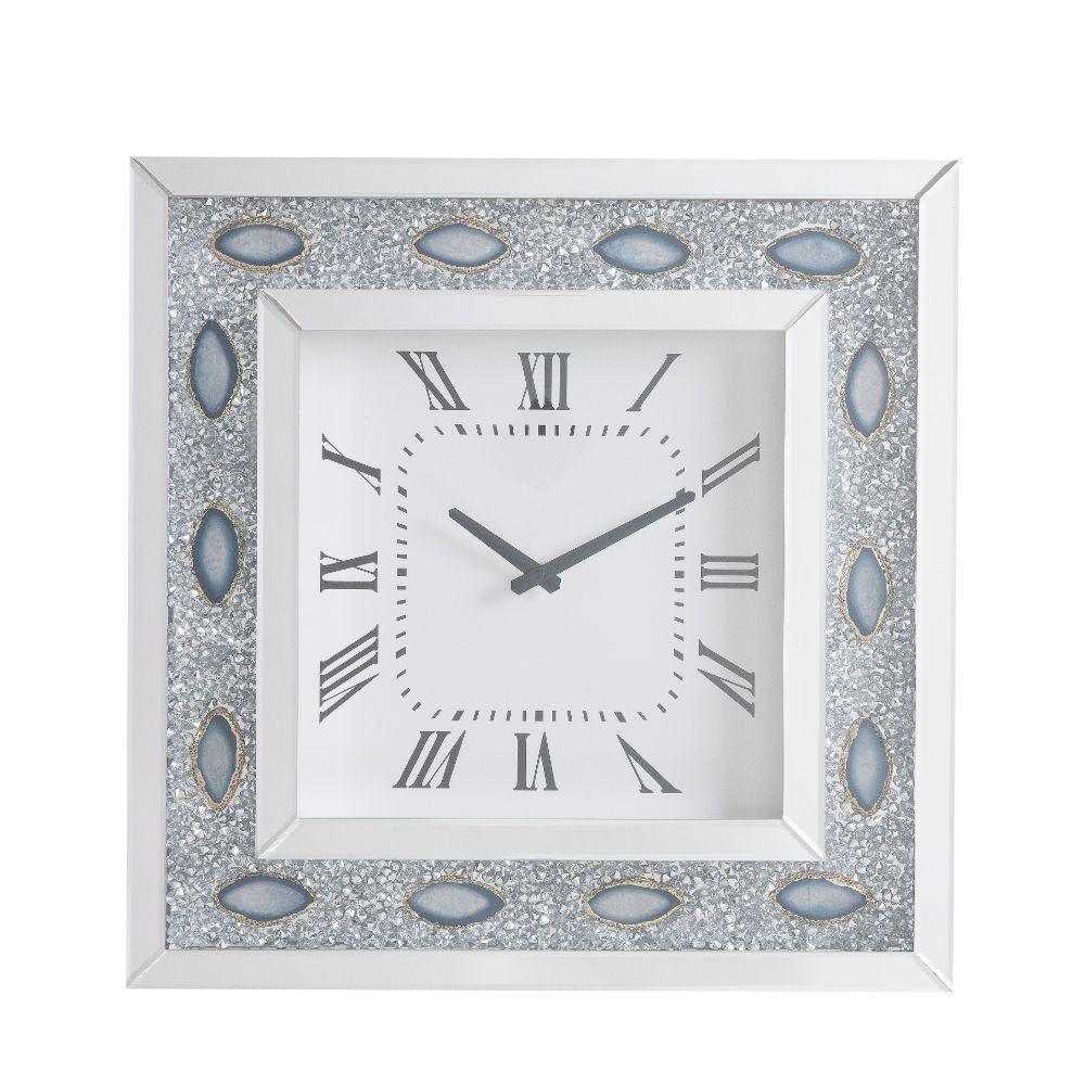 ACME - Sonia - Wall Clock - Mirrored & Faux Agate - 5th Avenue Furniture