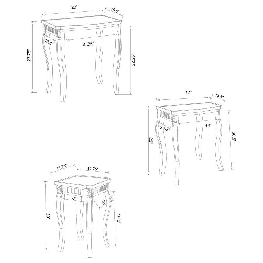 CoasterElevations - Daphne - 3 Piece Curved Leg Nesting Tables WArm - Brown - 5th Avenue Furniture