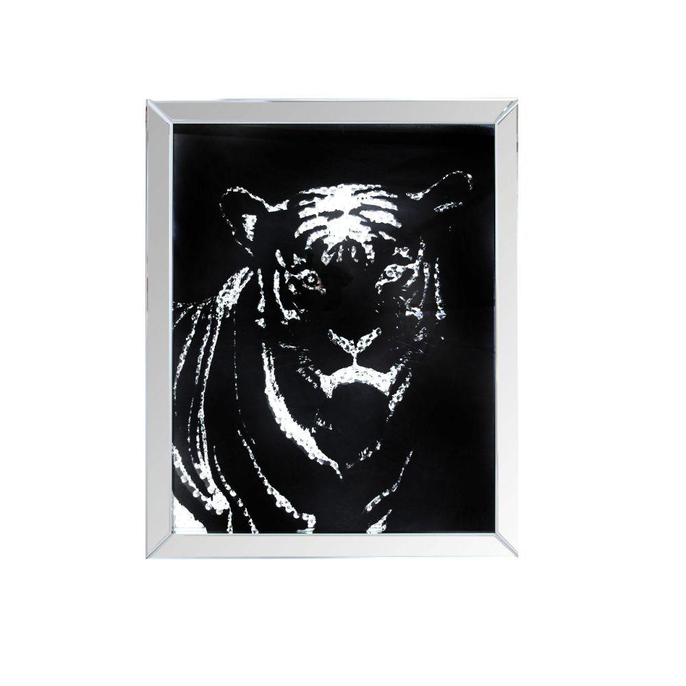 ACME - Nevina - Wall Art - Mirrored & Faux Crystal Tiger - 5th Avenue Furniture