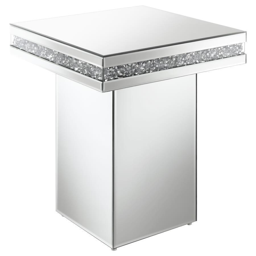 CoasterElevations - Elora - Pedestal Square Top Accent Table - Mirror - 5th Avenue Furniture