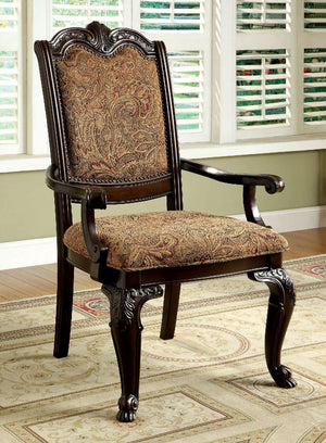 Furniture of America - Bellagio Fabric Arm Chair (Set of 2) - Brown Cherry / Brown - 5th Avenue Furniture