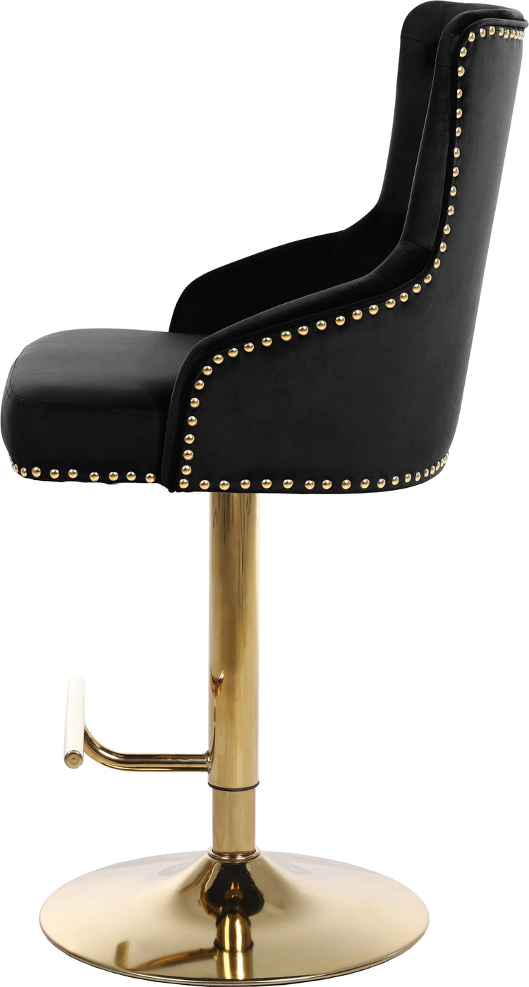 Meridian Furniture - Claude - Adjustable Stool with Gold Base - 5th Avenue Furniture