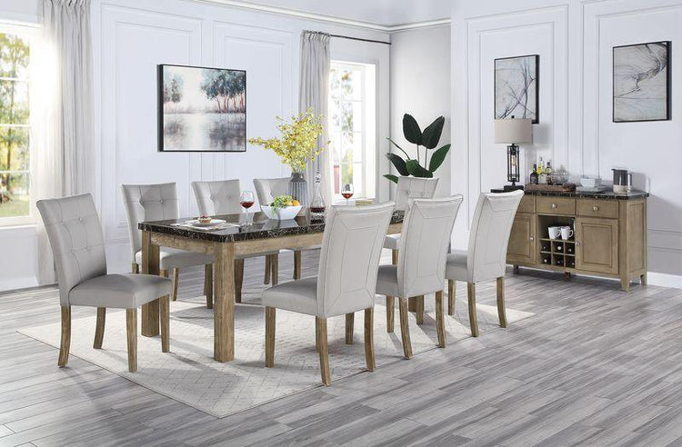 ACME - Charnell - Dining Table - Marble & Oak Finish - 5th Avenue Furniture