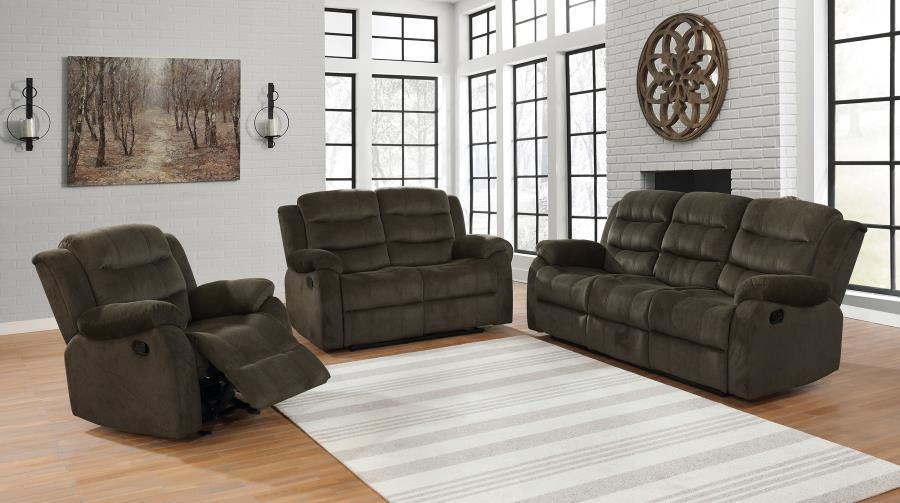 CoasterEveryday - Rodman - Pillow Top Arm Motion Sofa - Olive Brown - 5th Avenue Furniture