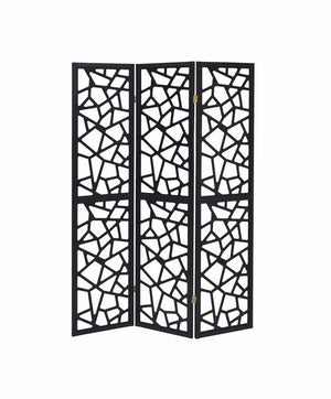 CoasterEveryday - Nailan - 3-panel Open Mosaic Pattern Room Divider - Black - 5th Avenue Furniture