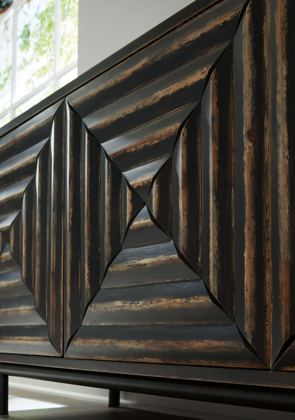 Signature Design by Ashley® - Fair Ridge - Distressed Black - Accent Cabinet - 5th Avenue Furniture