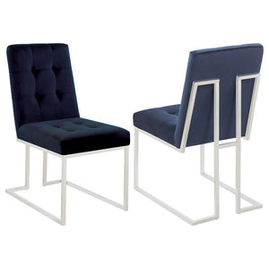 CoasterElevations - Cisco - Upholstered Dining Chairs (Set of 2) - Ink Blue And Chrome - 5th Avenue Furniture