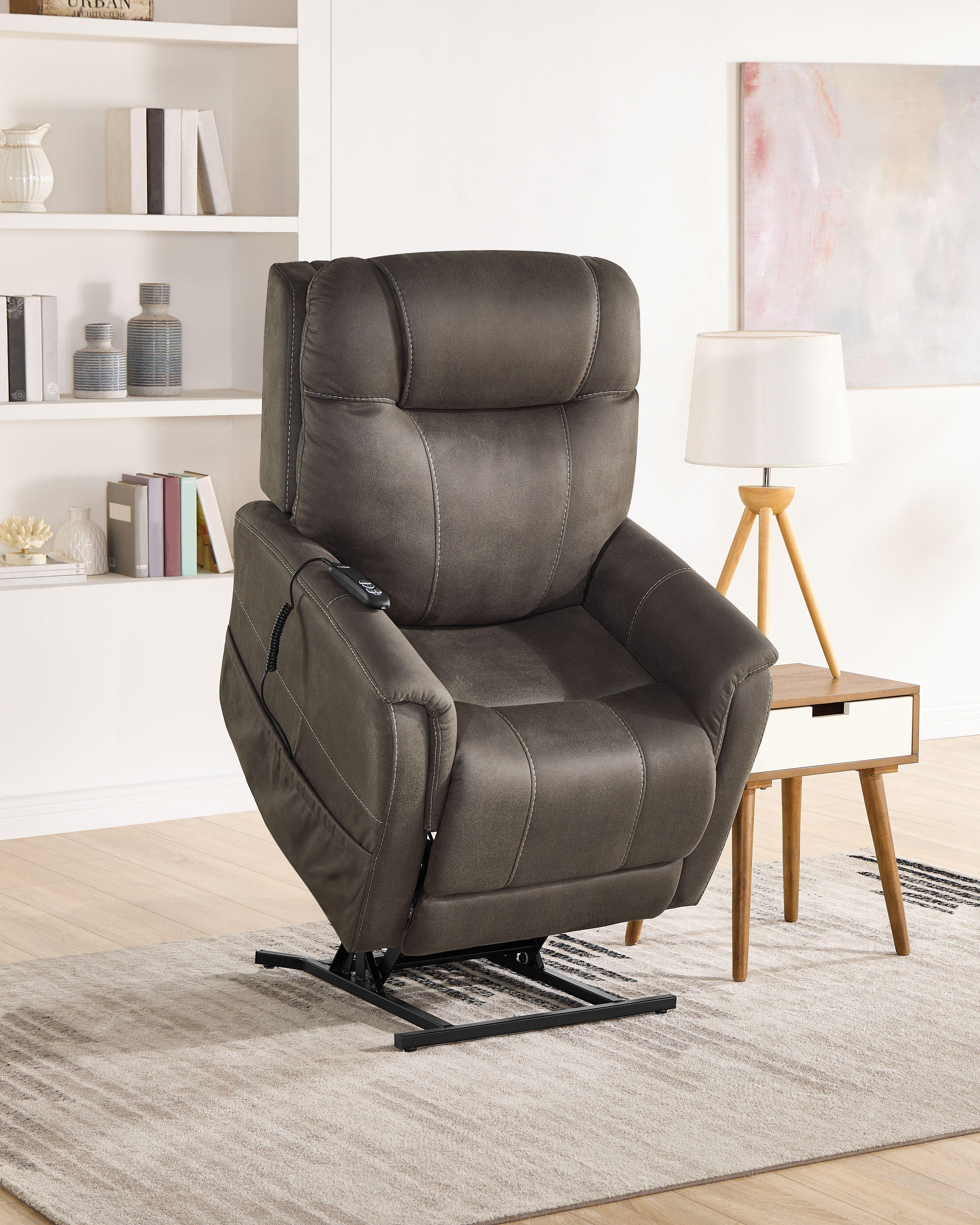 Steve Silver Furniture - Thames - Power Lift Chair With Power Headrest - Brown - 5th Avenue Furniture