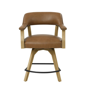 Steve Silver Furniture - Rylie - Swivel Vegan Leather Counter Chair - Camel - 5th Avenue Furniture