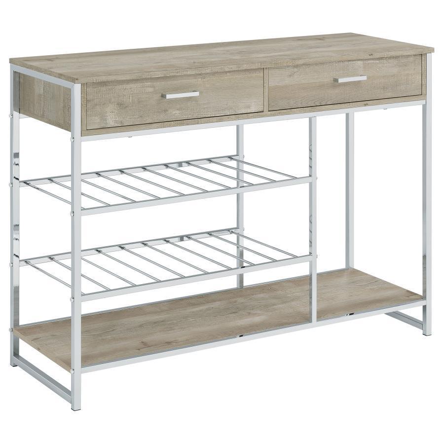 Coaster Fine Furniture - Melrose - Bar Cabinet - Gray Washed Oak And Chrome - 5th Avenue Furniture