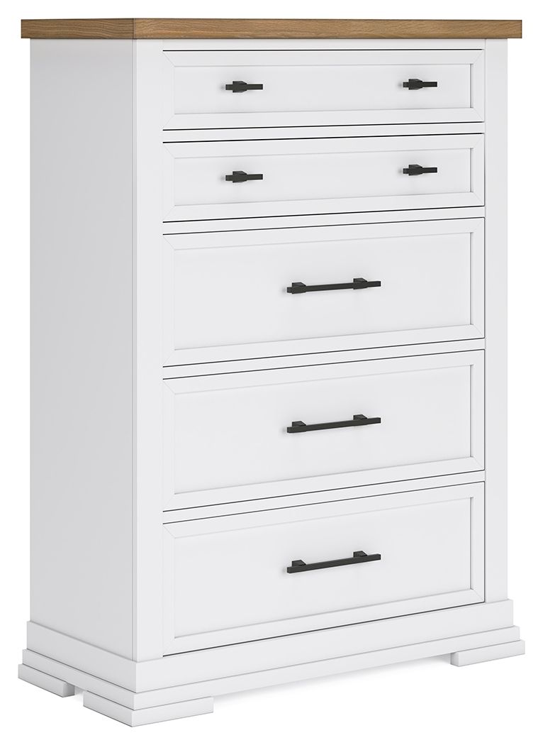 The Willowton Brown / Beige / White Six Drawer Dresser is