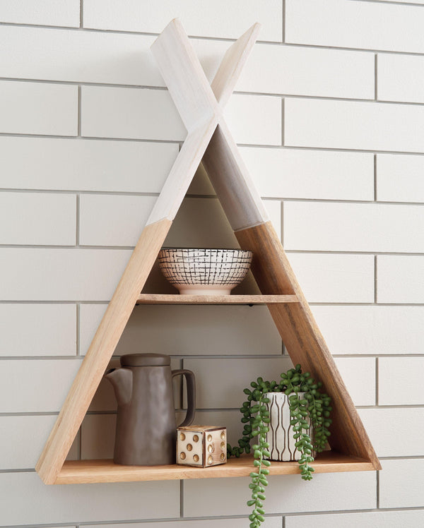 Signature Design by Ashley® - Cadelaria - White / Natural - Wall Shelf - 5th Avenue Furniture