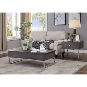 ACME - Iban - Coffee Table - Gray Oak & Chrome - 5th Avenue Furniture