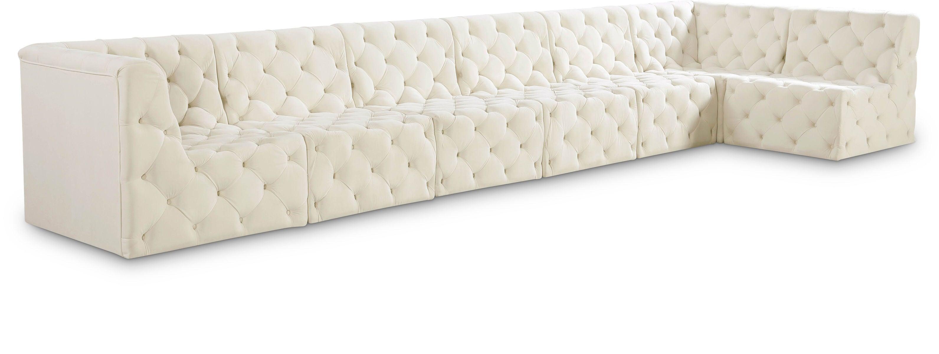 Meridian Furniture - Tuft - Modular Sectional 7 Piece - Cream - 5th Avenue Furniture