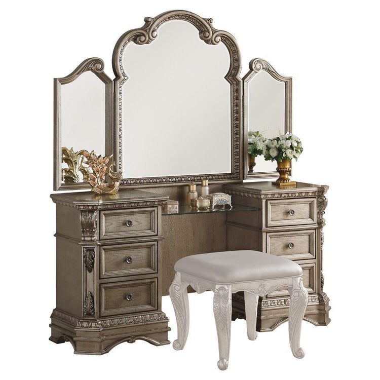 ACME - Northville - Vanity Desk - Antique Silver - 5th Avenue Furniture