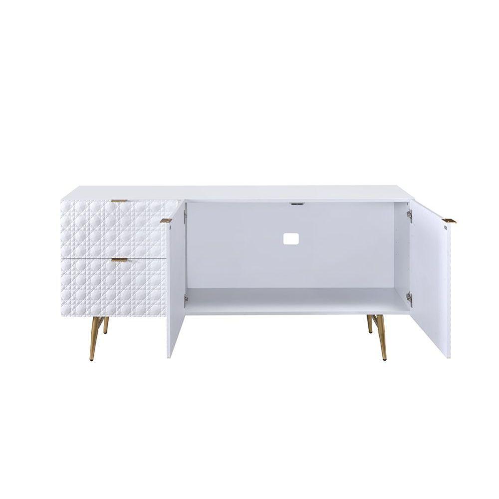 ACME - Maisey II - TV Stand - White & Gold - 5th Avenue Furniture