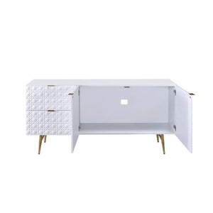 ACME - Maisey II - TV Stand - White & Gold - 5th Avenue Furniture