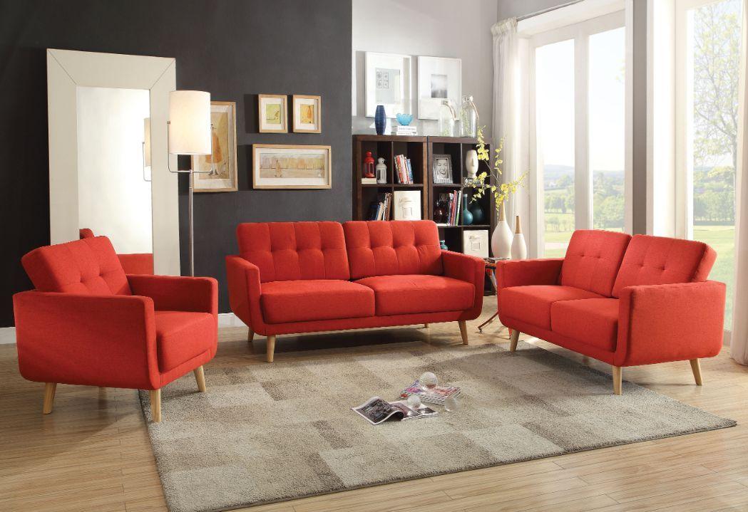 ACME - Sisilla - Sofa - Red Linen - 5th Avenue Furniture