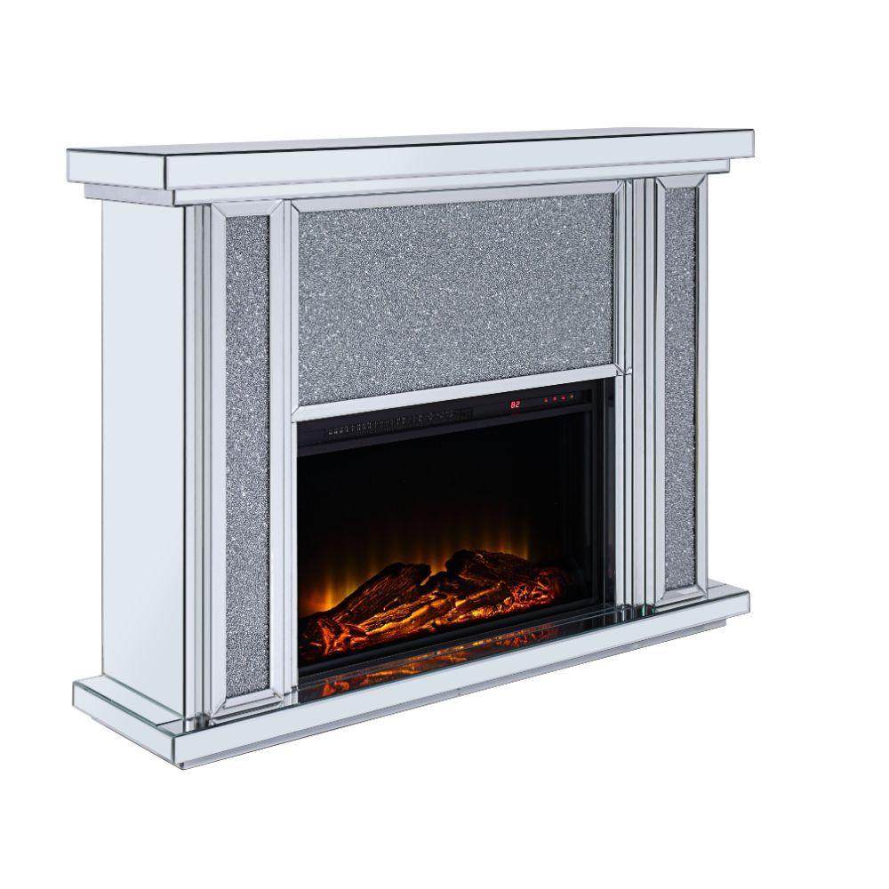 ACME - Nowles - Fireplace - Mirrored & Faux Stones - 5th Avenue Furniture