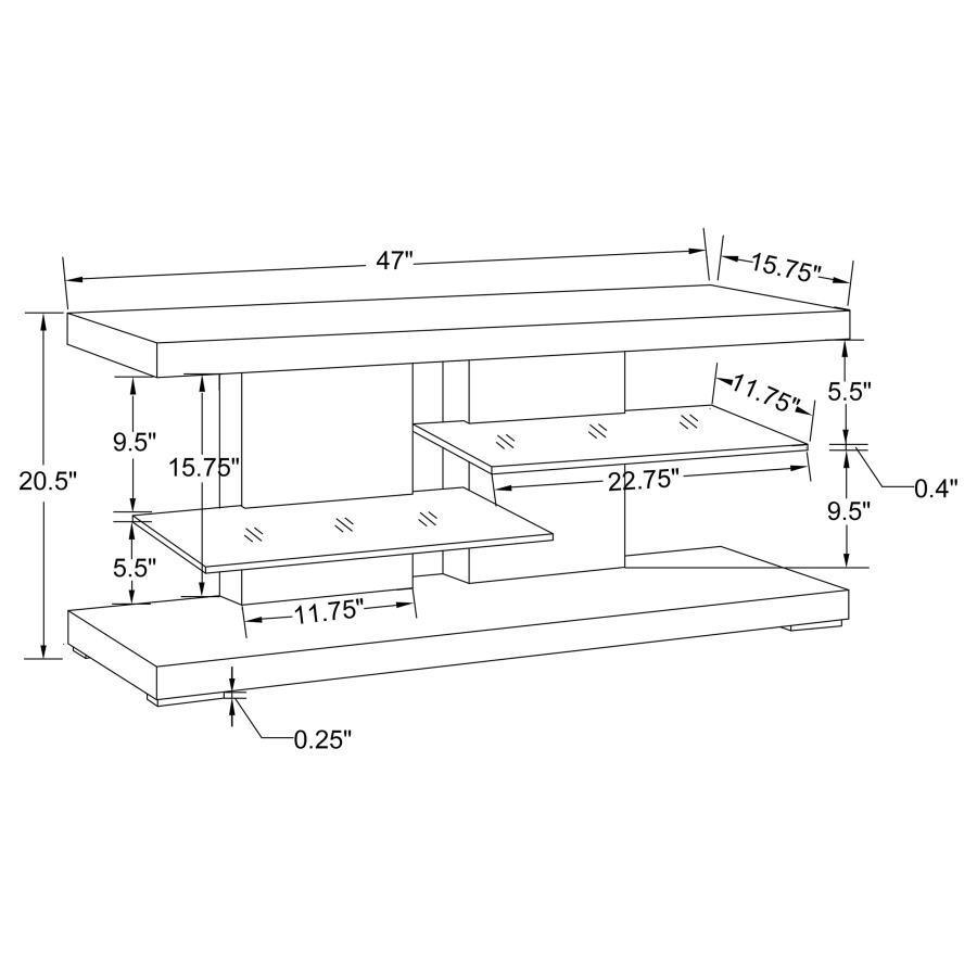 CoasterEssence - Cogswell - 2-Shelf TV Console - Glossy White - 5th Avenue Furniture