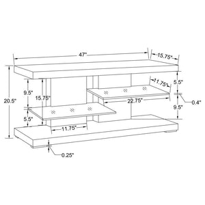 CoasterEssence - Cogswell - 2-Shelf TV Console - Glossy White - 5th Avenue Furniture