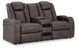 Signature Design by Ashley® - Fyne-dyme - Power Reclining Loveseat With Console/Adj Hdrst - 5th Avenue Furniture