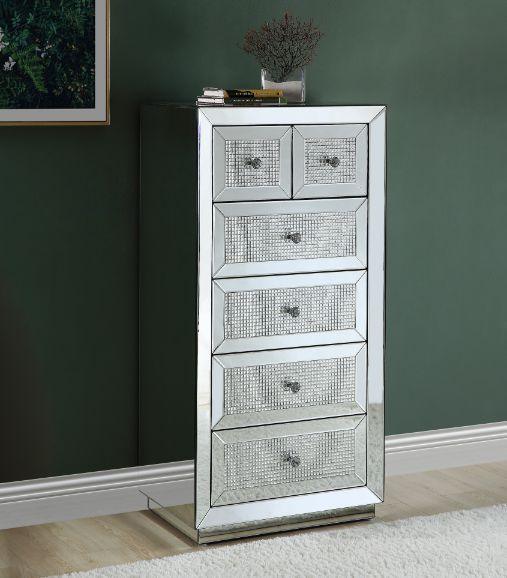 ACME - Ornat - Cabinet - Mirrored & Faux Diamonds Inlay - 5th Avenue Furniture