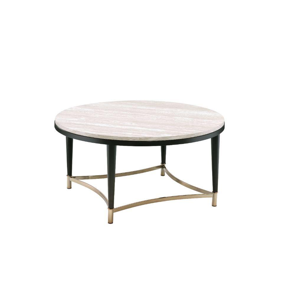 ACME - Ayser - Coffee Table - White Washed & Black - 5th Avenue Furniture