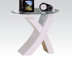 ACME - Pervis - End Table - White & Clear Glass - 5th Avenue Furniture