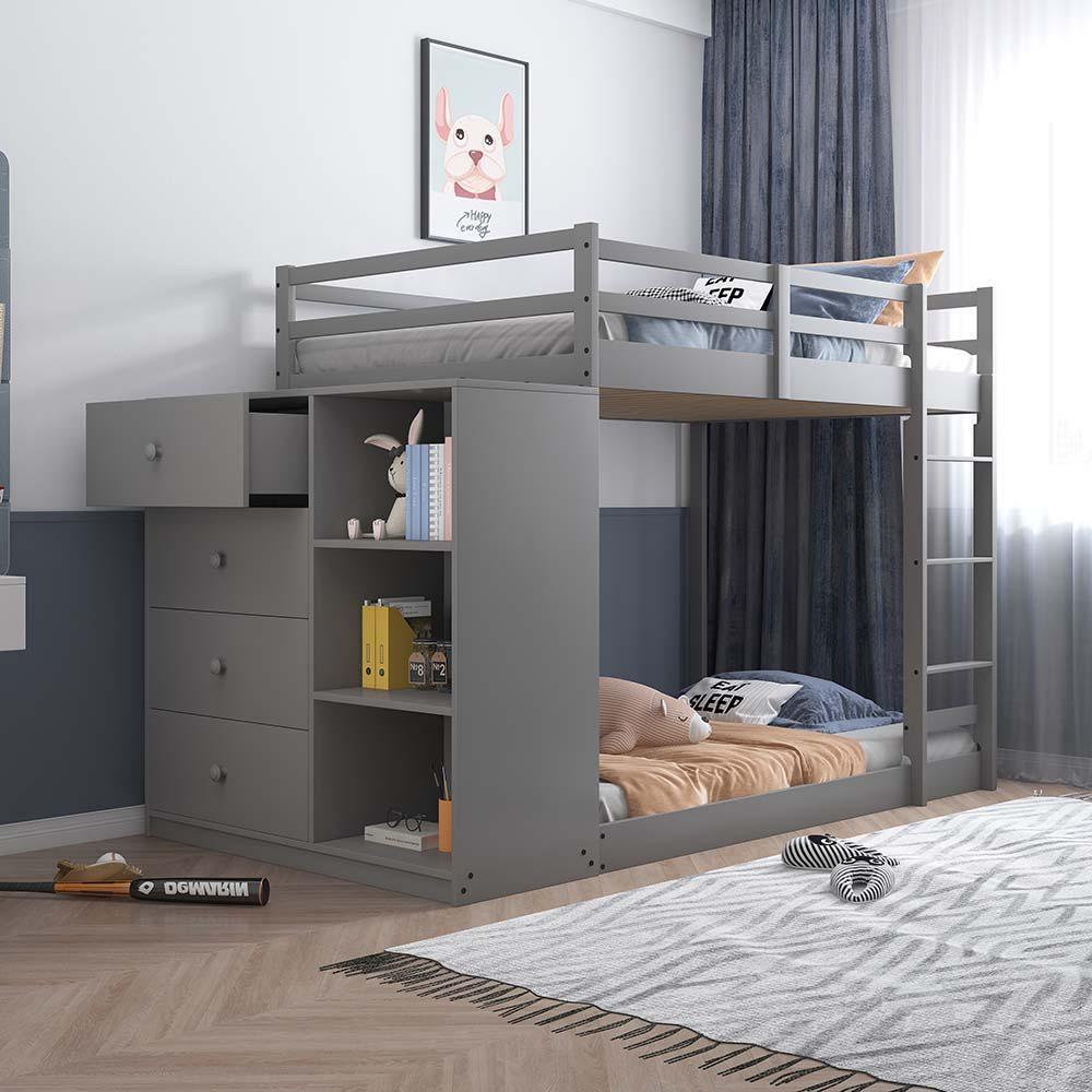 ACME - Gaston - Twin Over Twin Bunk Bed - Gray Finish - 5th Avenue Furniture