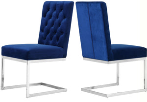 Meridian Furniture - Carlton - Dining Chair (Set of 2) - Navy - Fabric - 5th Avenue Furniture