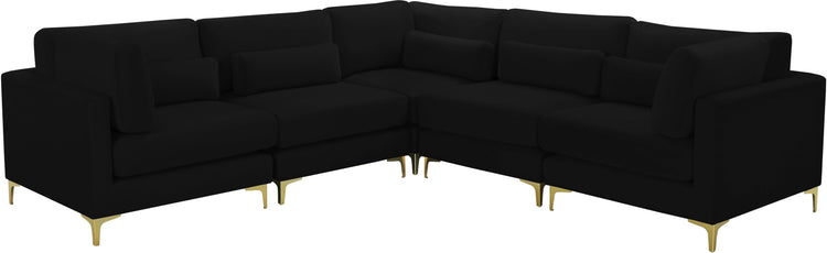 Meridian Furniture - Julia - Modular Sectional 5 Piece - Black - Fabric - 5th Avenue Furniture