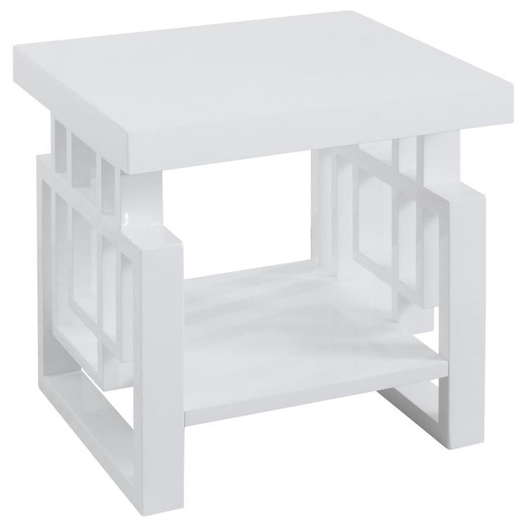 CoasterEssence - Schmitt - Rectangular End Table - High Glossy White - 5th Avenue Furniture