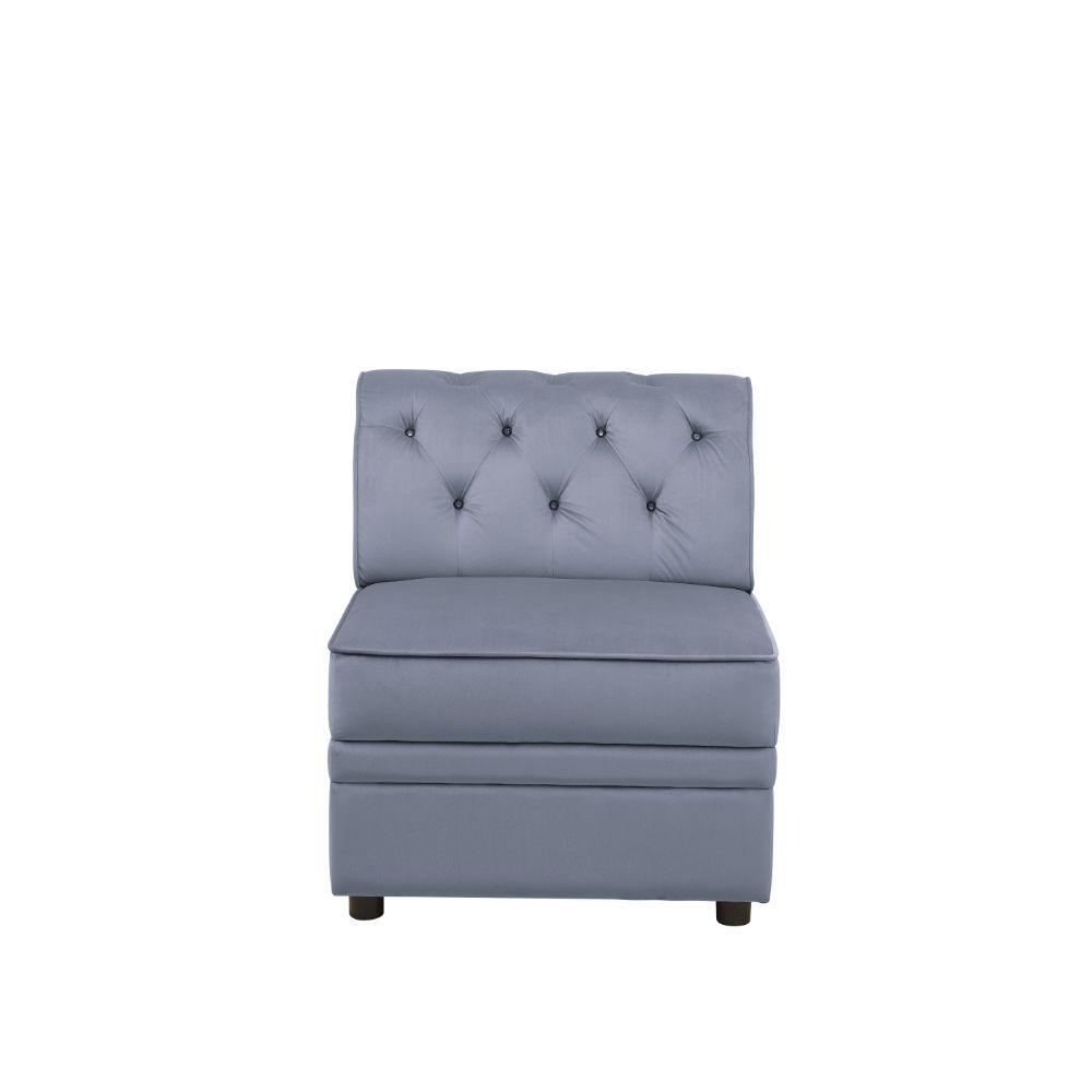 ACME - Bois II - Armless Chair - Gray Velvet - 5th Avenue Furniture