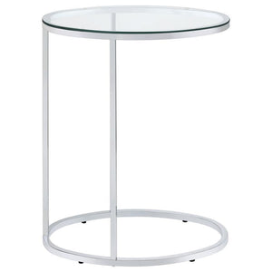 CoasterEveryday - Kyle - Oval Snack Table - Chrome And Clear - 5th Avenue Furniture