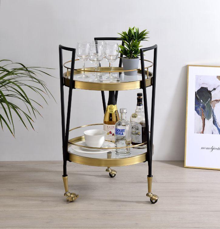 ACME - Vries - Serving Cart - Black & Gold Finish - 5th Avenue Furniture