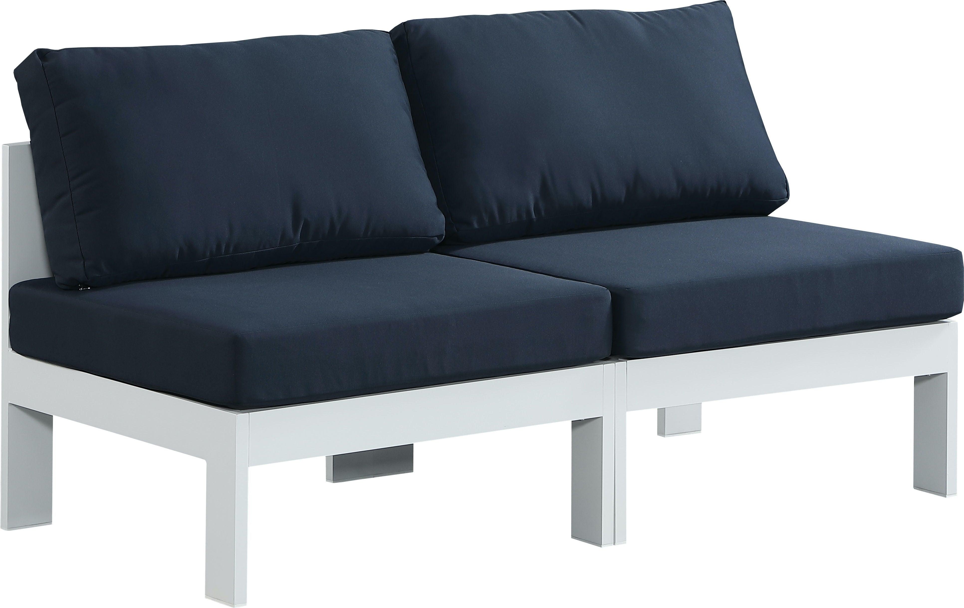 Meridian Furniture - Nizuc - Outdoor Patio Modular Sofa 2 Seats - Navy - Fabric - 5th Avenue Furniture