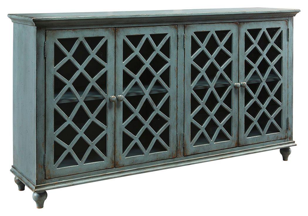 Ashley Furniture - Mirimyn - Antique Teal - Accent Cabinet - Vintage Finish - 5th Avenue Furniture
