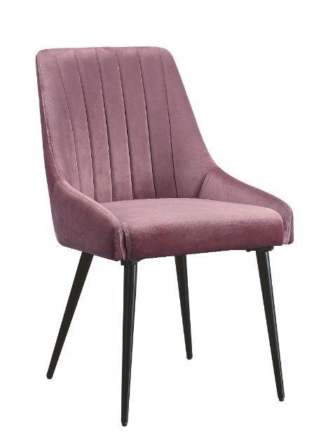 ACME - Caspian - Side Chair (Set of 2) - Pink Fabric & Black Finish - 5th Avenue Furniture